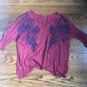Red floral top
